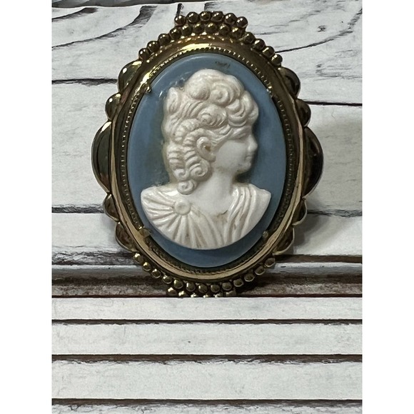 None Jewelry - Antique Women’s Blue Cameo Pin Brooch